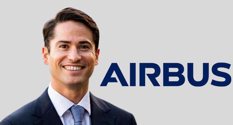Alex Veneziano with Airbus logo in the backdrop.