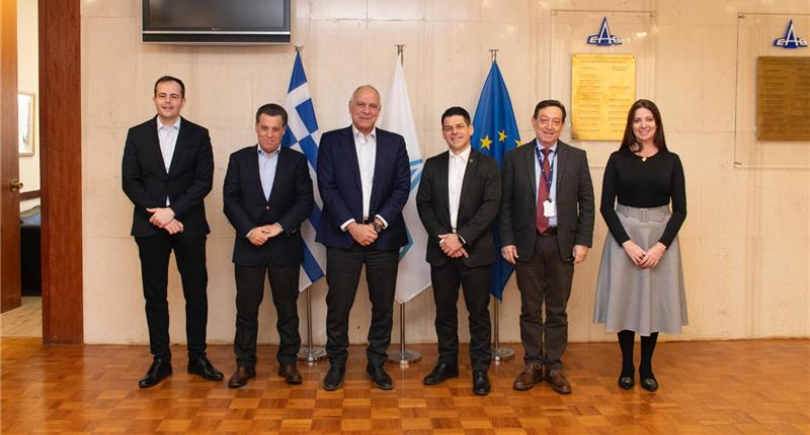 Officials from Embraer and Hellenic Aerospace Industry sign partnership agreement to support C-390 MRO in Greece.