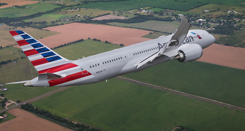 American Airlines aircraft as carrier and Google launch landmark SAF agreement supporting emissions reduction.