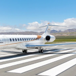Bombardier Global 7500 business jet on runway