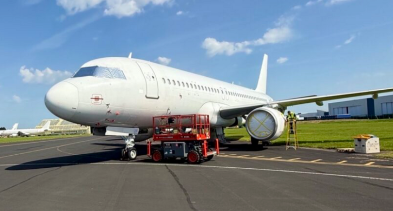 Airbus A320-200 airframe on an airport apron