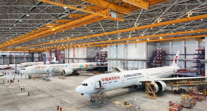 China Eastern widebody aircraft inside its new MRO hangar in Shanghai
