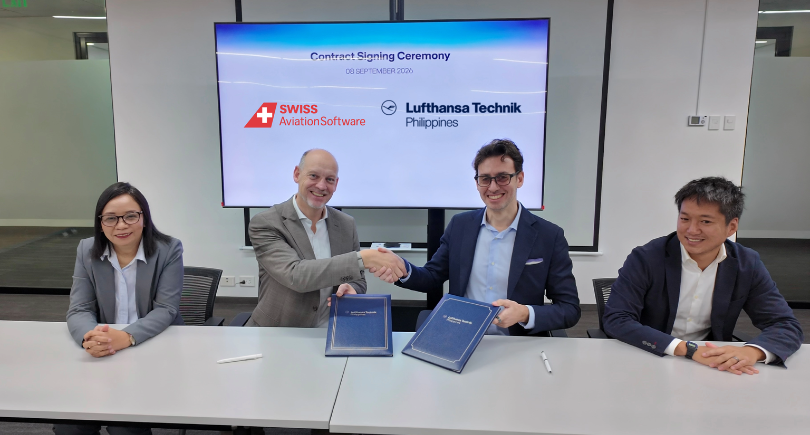 Lufthansa Technik Philippines and Swiss-AS sign AMOS contract.