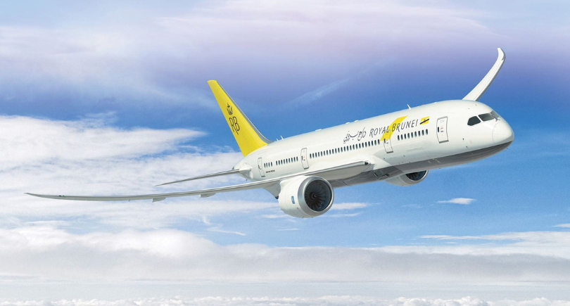 Royal Brunei Airlines Boeing 787 flying above the clouds