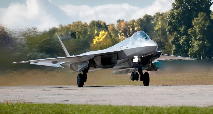 Russian Su-57 fifth-generation multirole fighter aircraft delivered by United Aircraft Corporation to the Russian Aerospace Forces.