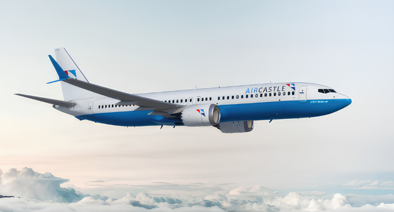 Aircastle Boeing 737 aircraft flying above the clouds
