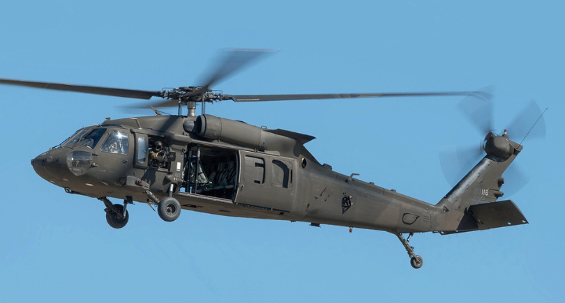 UH-60M Black Hawk helicopter in flight over clear sky