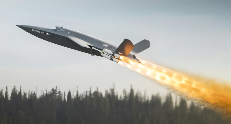 Airbus and Kratos U740 Valkyrie uncrewed combat aircraft during its first European flight test