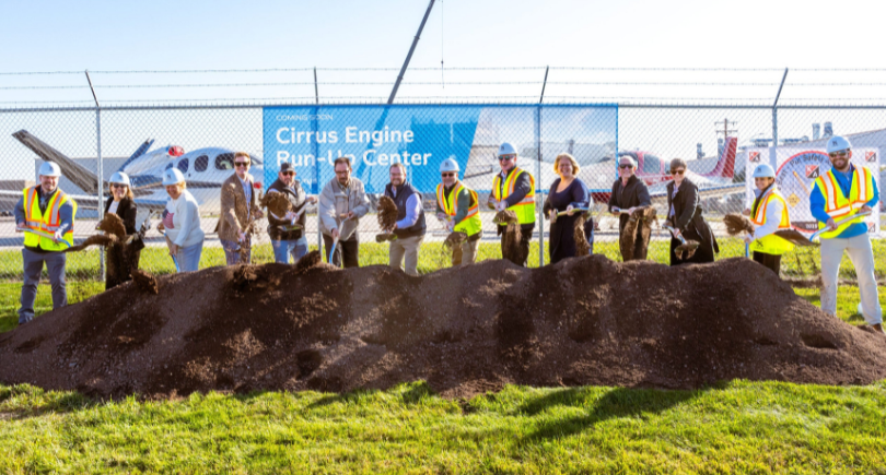 Cirrus breaks ground on its $8 million Engine Run-Up Center in Duluth, Minnesota.