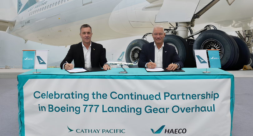 Boeing 777-300ER landing gear supported by HAECO Landing Gear Services under its long-standing maintenance agreement with Cathay