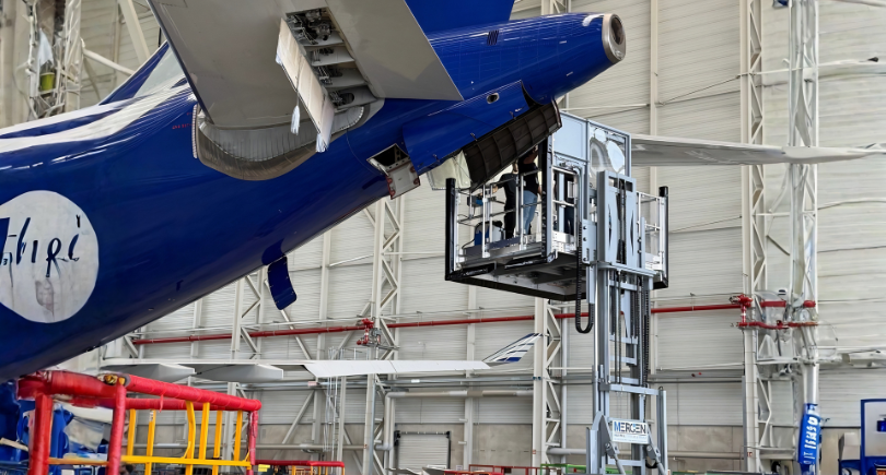 MERGEN Mobile Maintenance Elevated Work Platform providing elevated access for aircraft maintenance and repair tasks