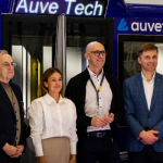 Auve Tech MiCa autonomous shuttle operating airside at Tallinn Airport to transport Magnetic MRO employees and supplies.