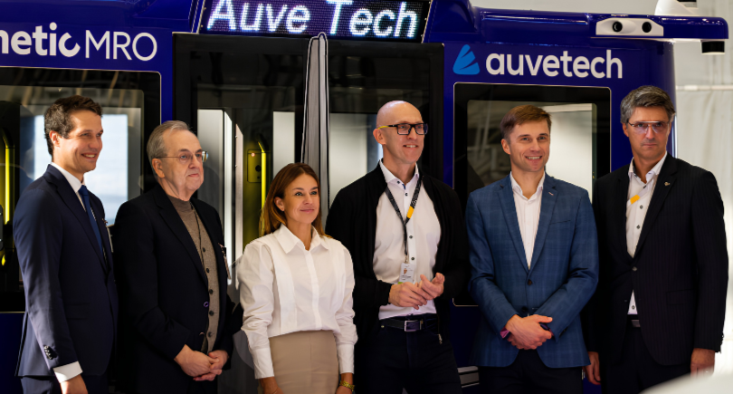 Auve Tech MiCa autonomous shuttle operating airside at Tallinn Airport to transport Magnetic MRO employees and supplies.