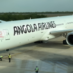 TAAG Angola Airlines passenger aircraft at an airport during a maintenance technicians’ strike affecting operational planning.